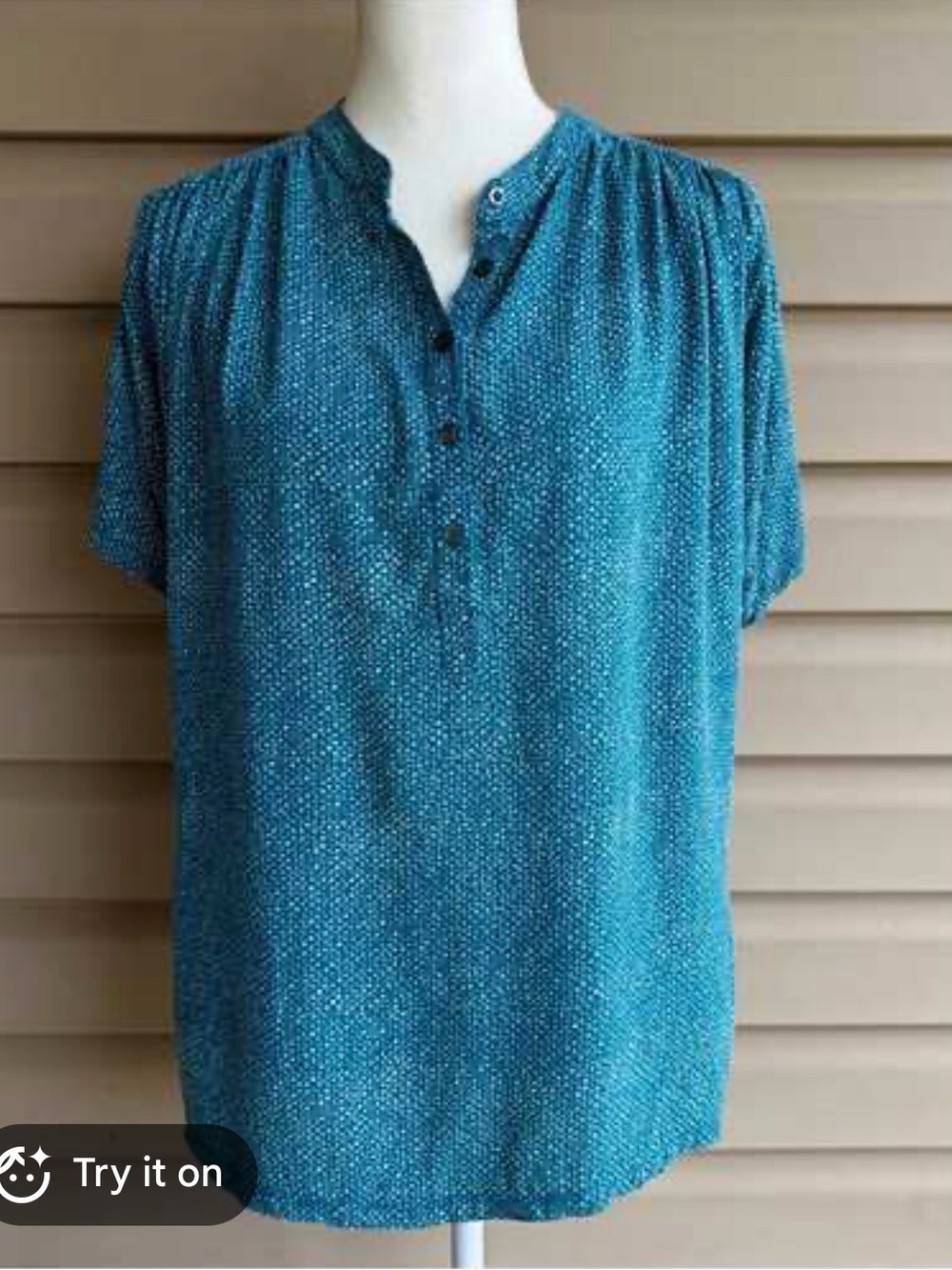 Anthropologie Maeve Teal Short-Sleeve Button-Front Casual Shirt